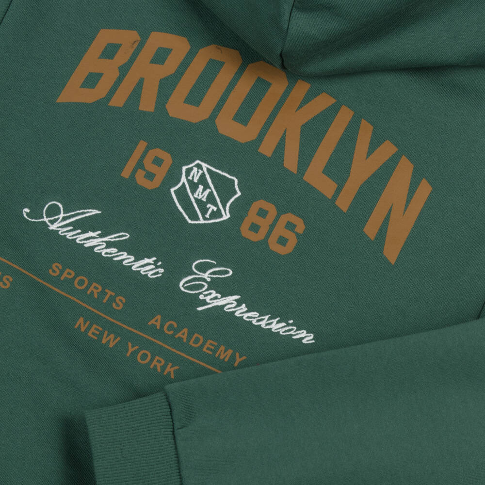 NAME IT-Boys Green Cotton Varsity-Style Hoodie | Childrensalon Outlet