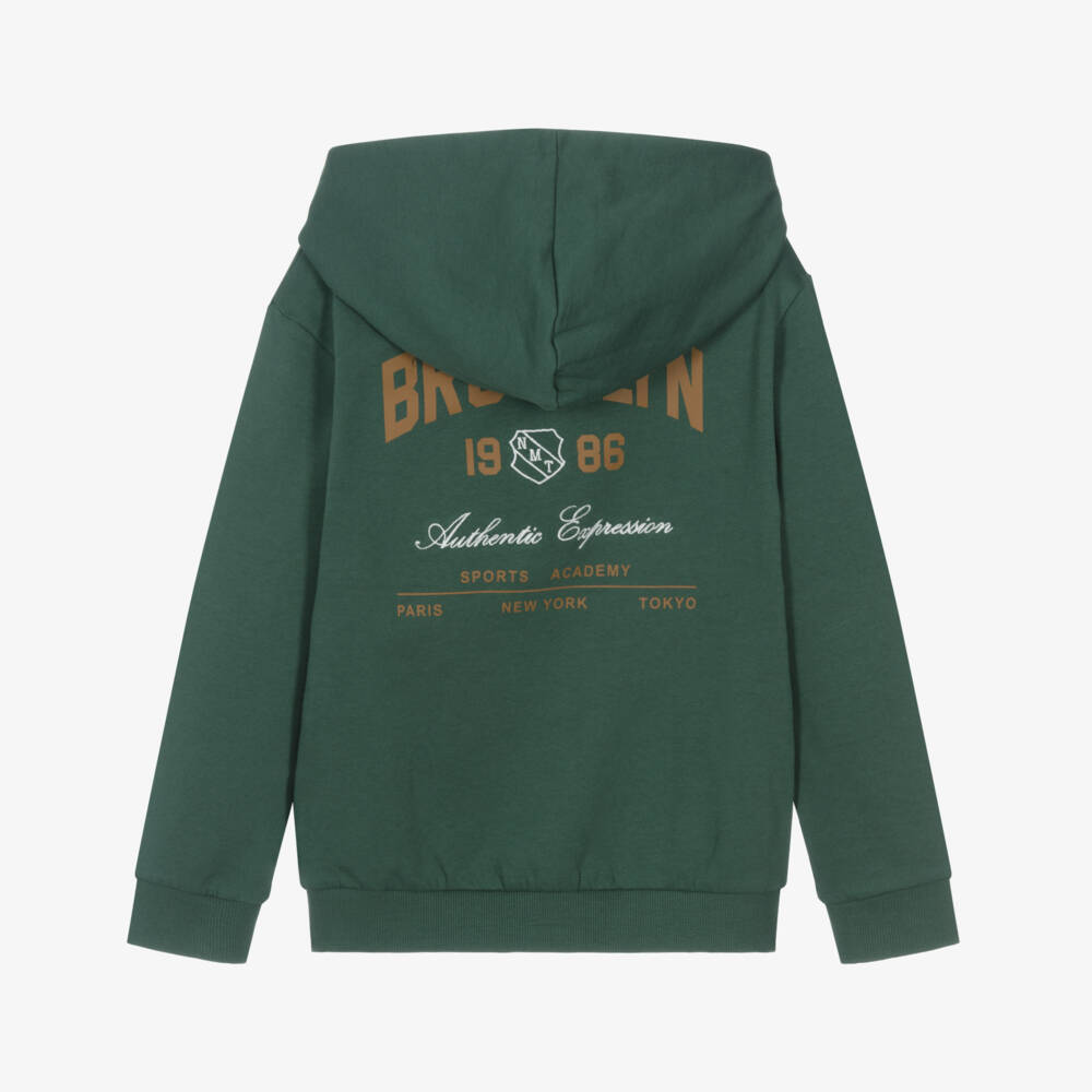 NAME IT-Boys Green Cotton Varsity-Style Hoodie | Childrensalon Outlet
