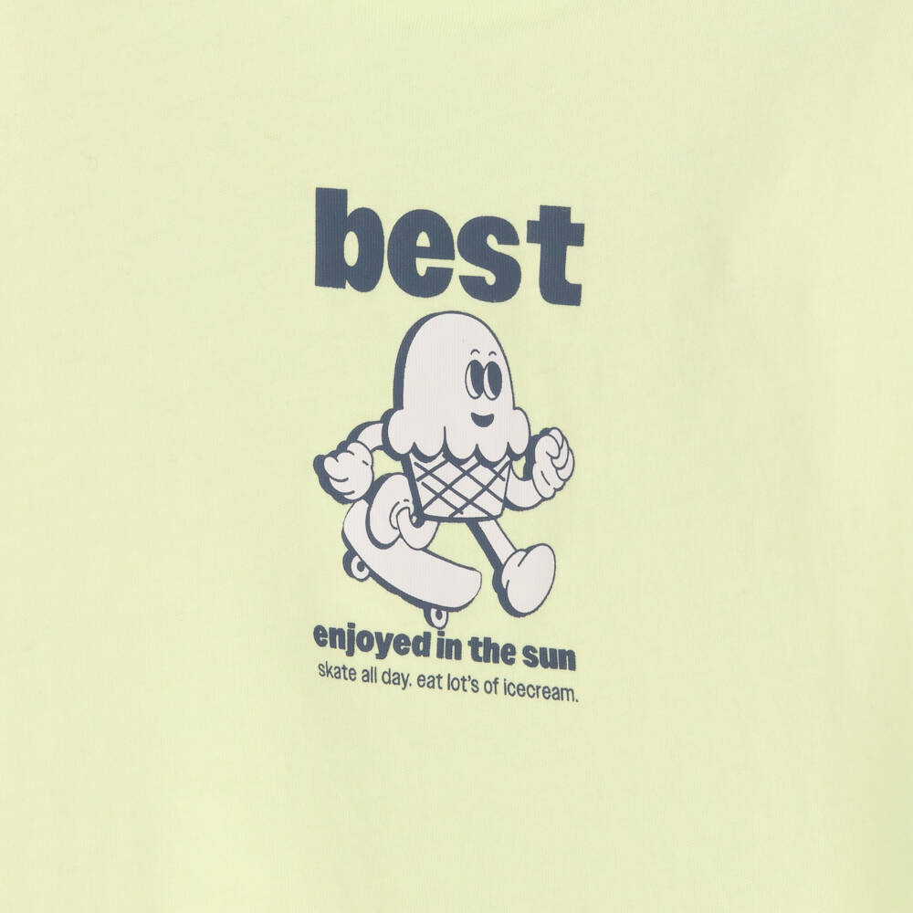 NAME IT-Boys Green Organic Cotton T-Shirt with Skateboarding Ice Cream Print | Childrensalon Outlet