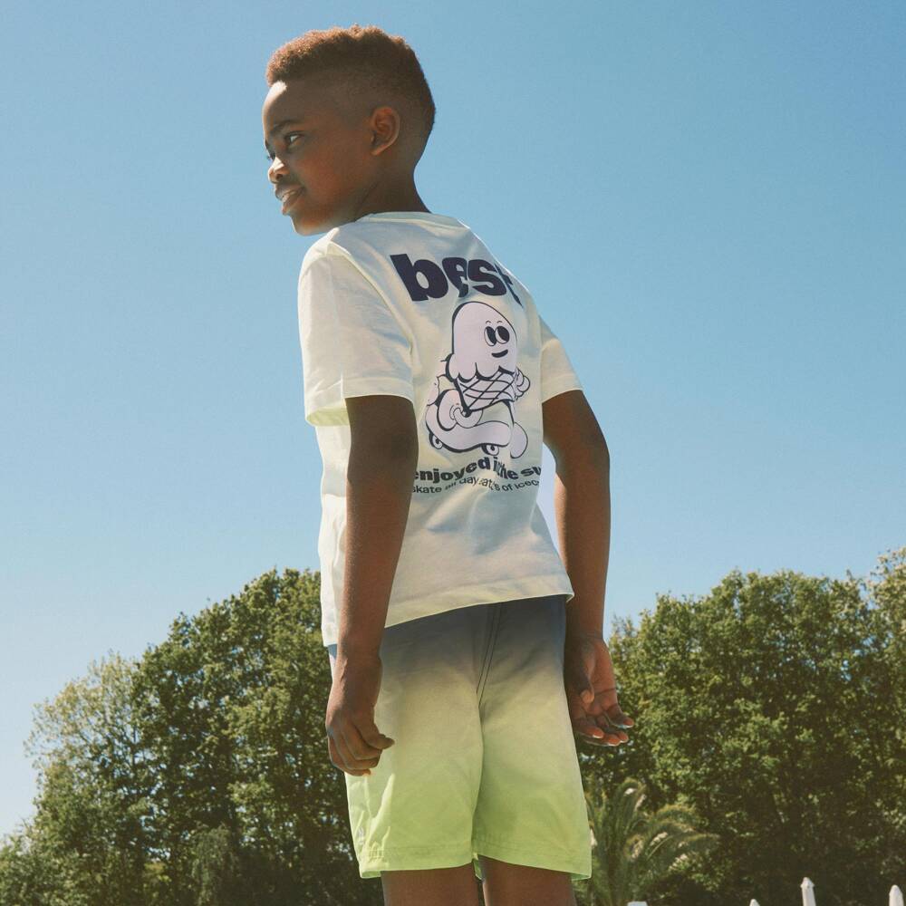 NAME IT-Boys Green Organic Cotton T-Shirt with Skateboarding Ice Cream Print | Childrensalon Outlet