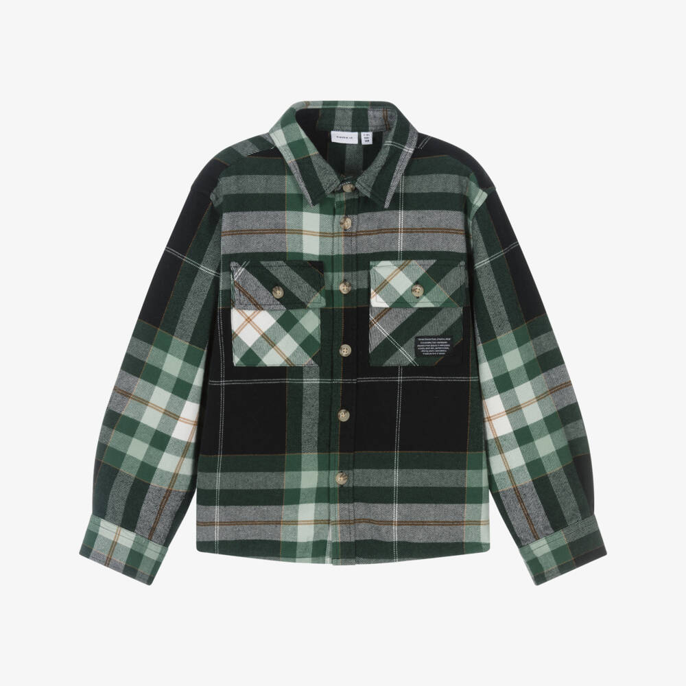 NAME IT-Рубашка из хлопка в зелёную клетку для мальчиков | Childrensalon Outlet