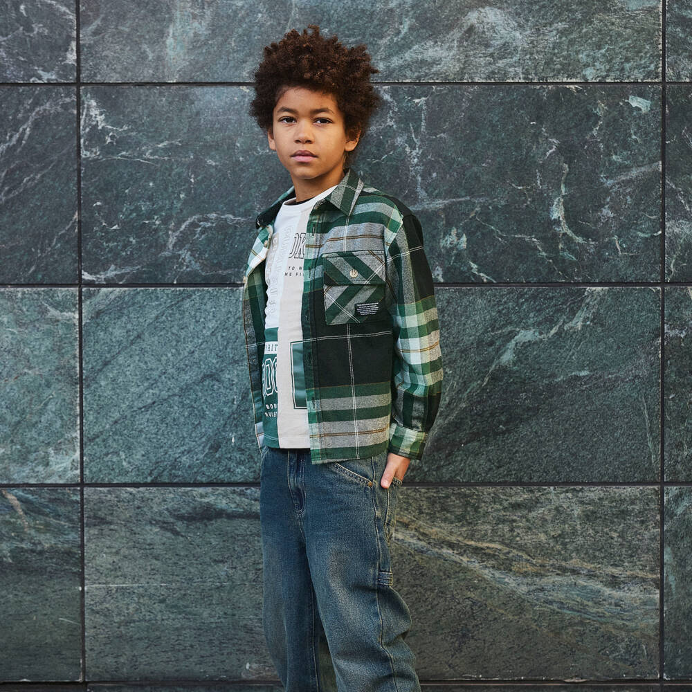 NAME IT-Рубашка из хлопка в зелёную клетку для мальчиков | Childrensalon Outlet