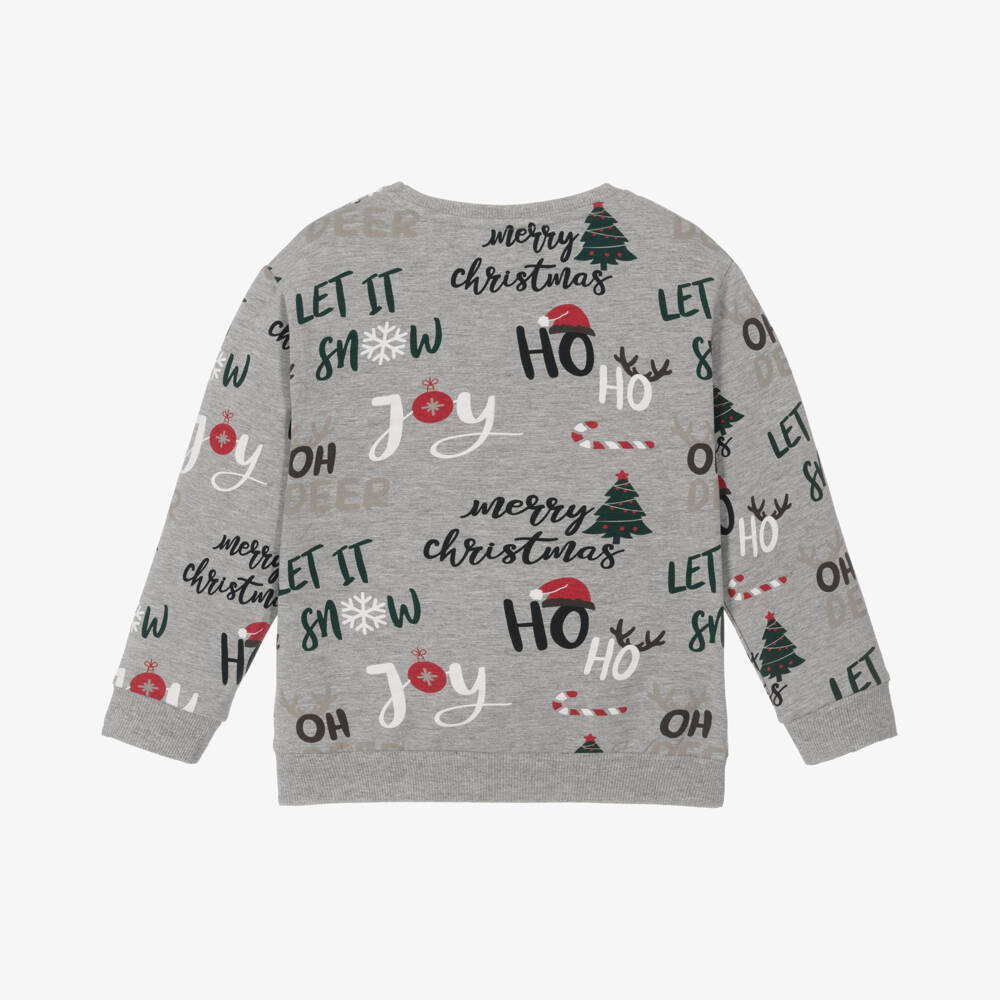 NAME IT-Boys Grey Christmas Cotton Jumper | Childrensalon Outlet