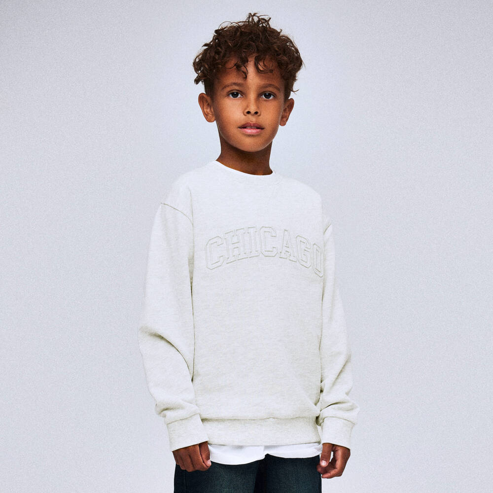 NAME IT-Серый хлопковый свитшот с логотипом для мальчиков | Childrensalon Outlet