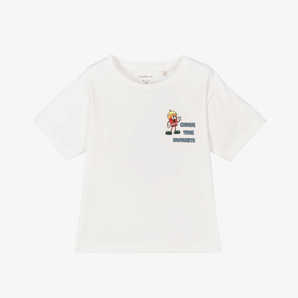 NAME IT-Boys Ivory Soft Cotton Tee | Childrensalon Outlet