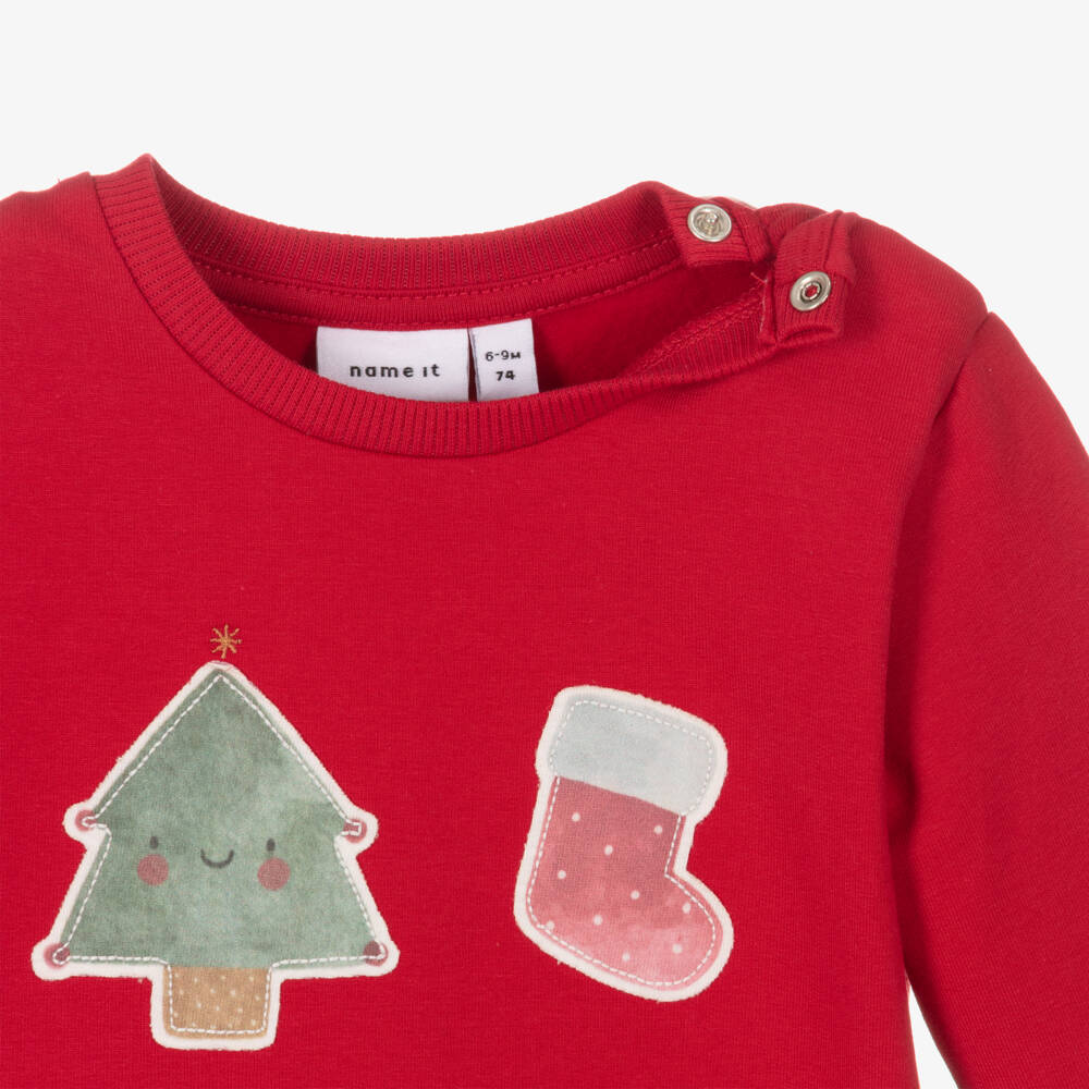 NAME IT-Boys Joyful Red Cotton Jumper | Childrensalon Outlet