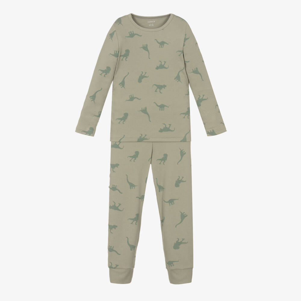 NAME IT-بيجامة قطنية بلون كاكي للأولاد بطبعة ديناصور | Childrensalon Outlet