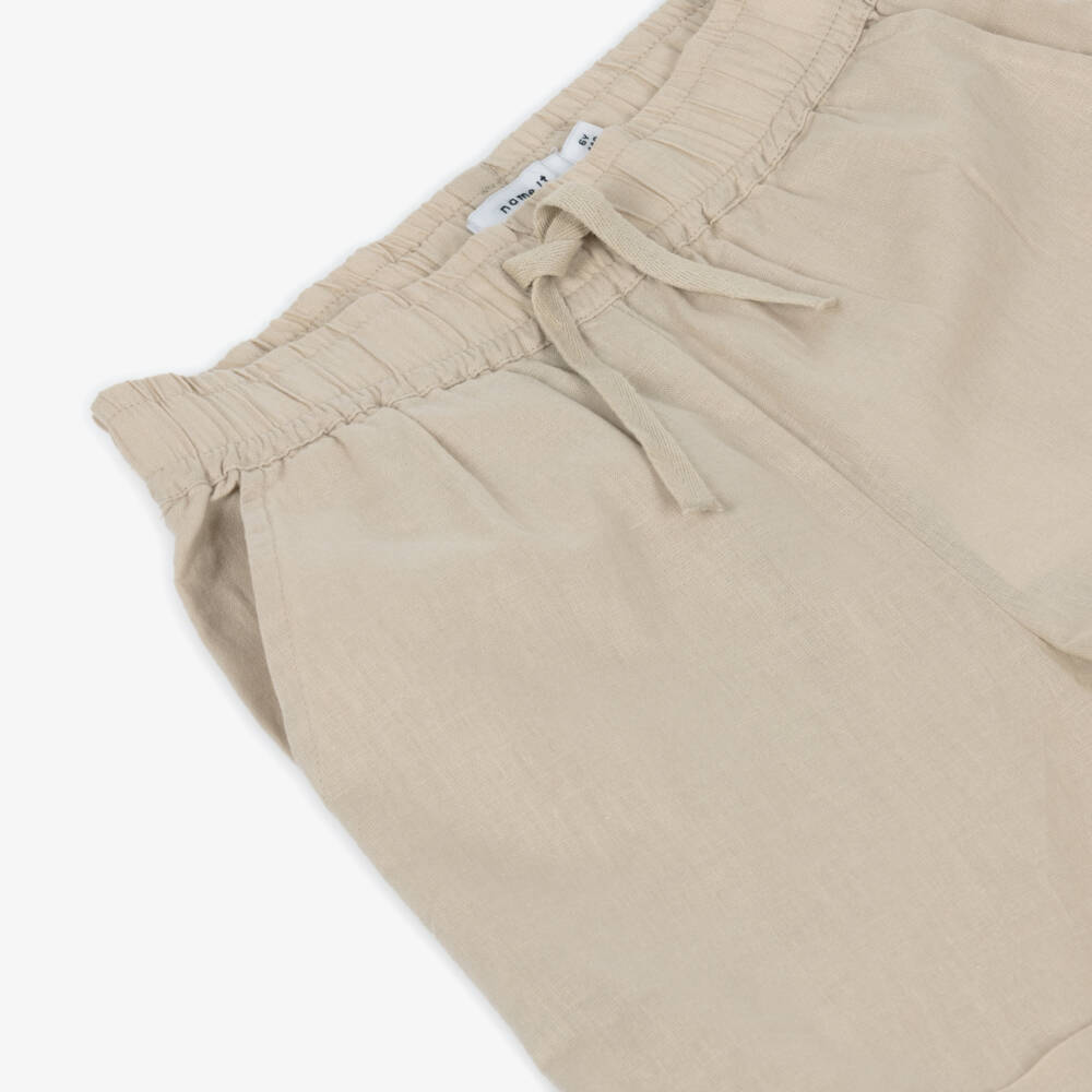 NAME IT-Boys Natural Linen-Blend Shorts | Childrensalon Outlet