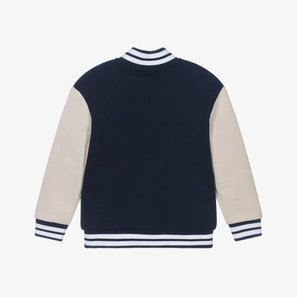 NAME IT-Boys Navy Blue & Beige Varsity Jacket | Childrensalon Outlet