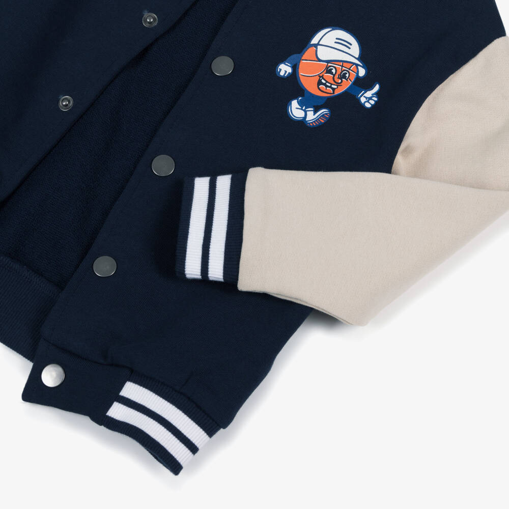 NAME IT-Boys Navy Blue & Beige Varsity Jacket | Childrensalon Outlet