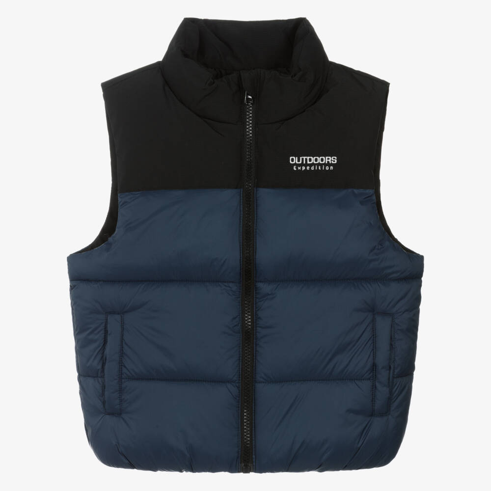 NAME IT-Boys Navy Blue & Black Puffer Gilet | Childrensalon Outlet