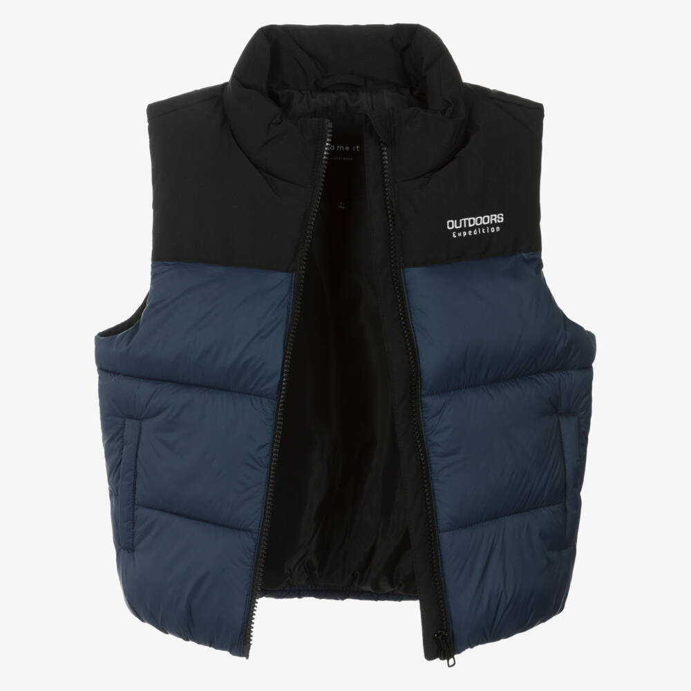 NAME IT-Boys Navy Blue & Black Puffer Gilet | Childrensalon Outlet