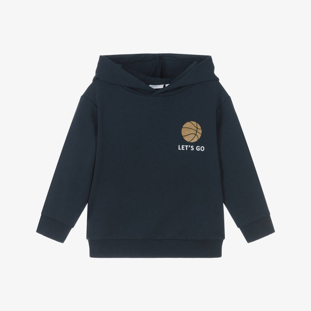 NAME IT-Boys Navy Blue Cotton Basketball Hoodie | Childrensalon Outlet