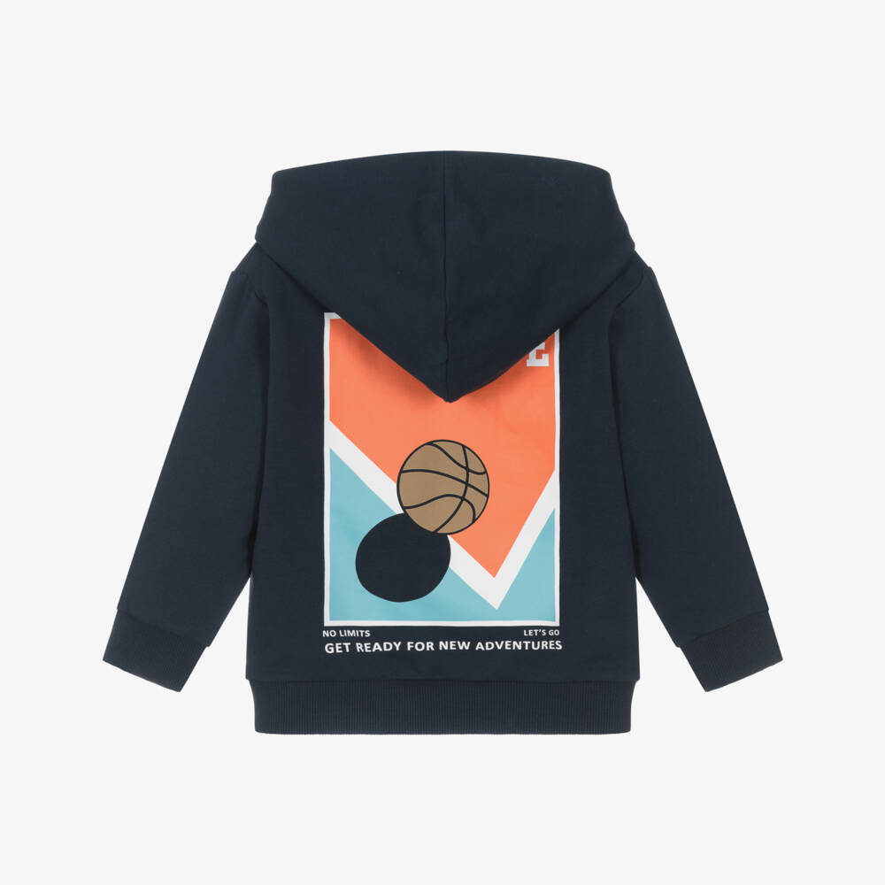 NAME IT-Boys Navy Blue Cotton Basketball Hoodie | Childrensalon Outlet