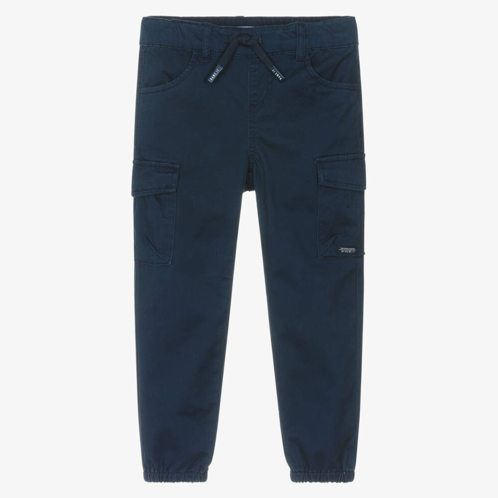 NAME IT-Boys Navy Blue Cotton Cargo Trousers | Childrensalon Outlet