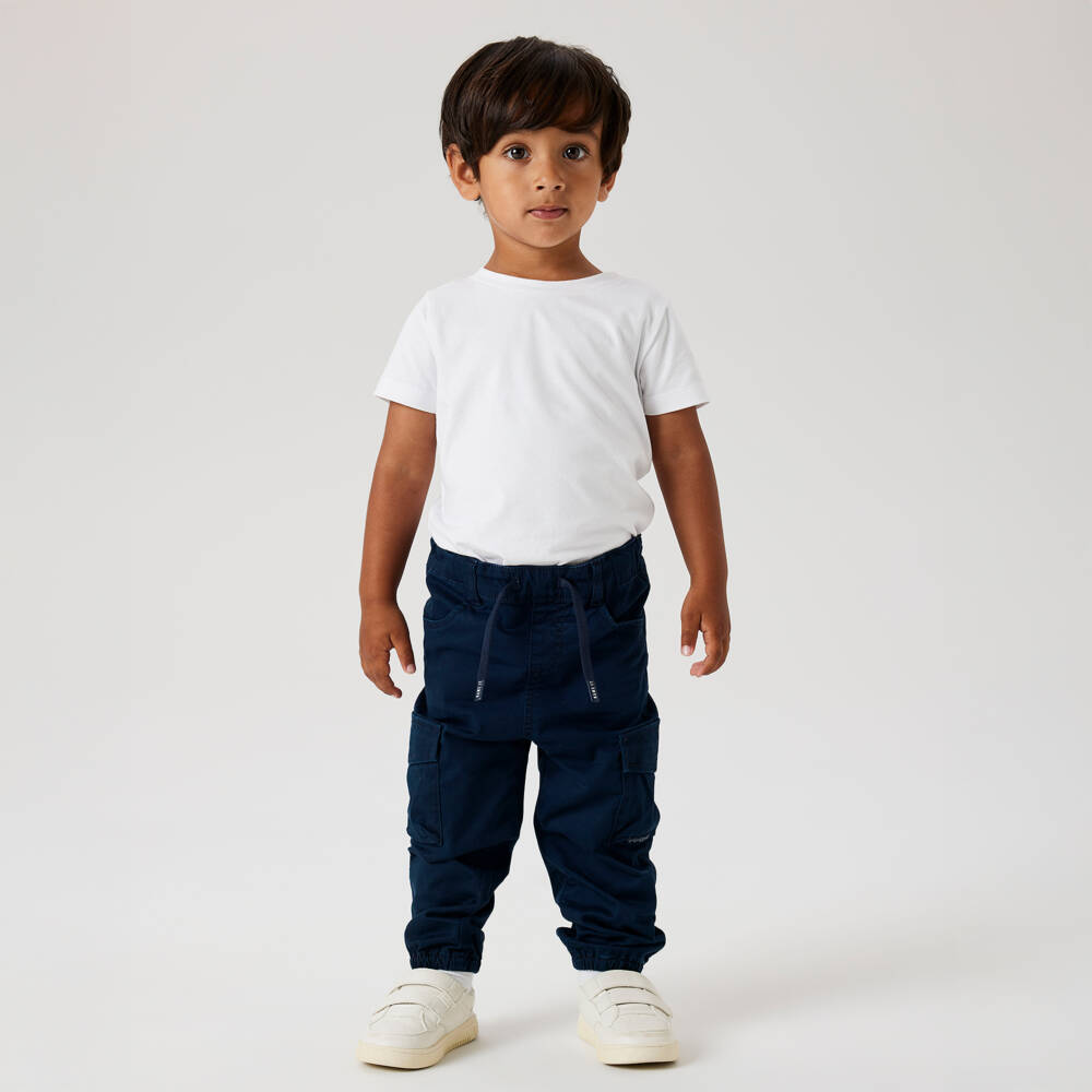 NAME IT-Boys Navy Blue Cotton Cargo Trousers | Childrensalon Outlet