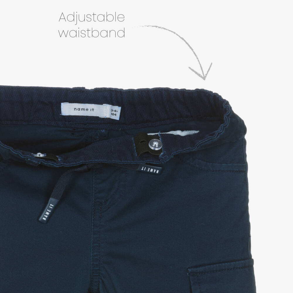 NAME IT-Boys Navy Blue Cotton Cargo Trousers | Childrensalon Outlet