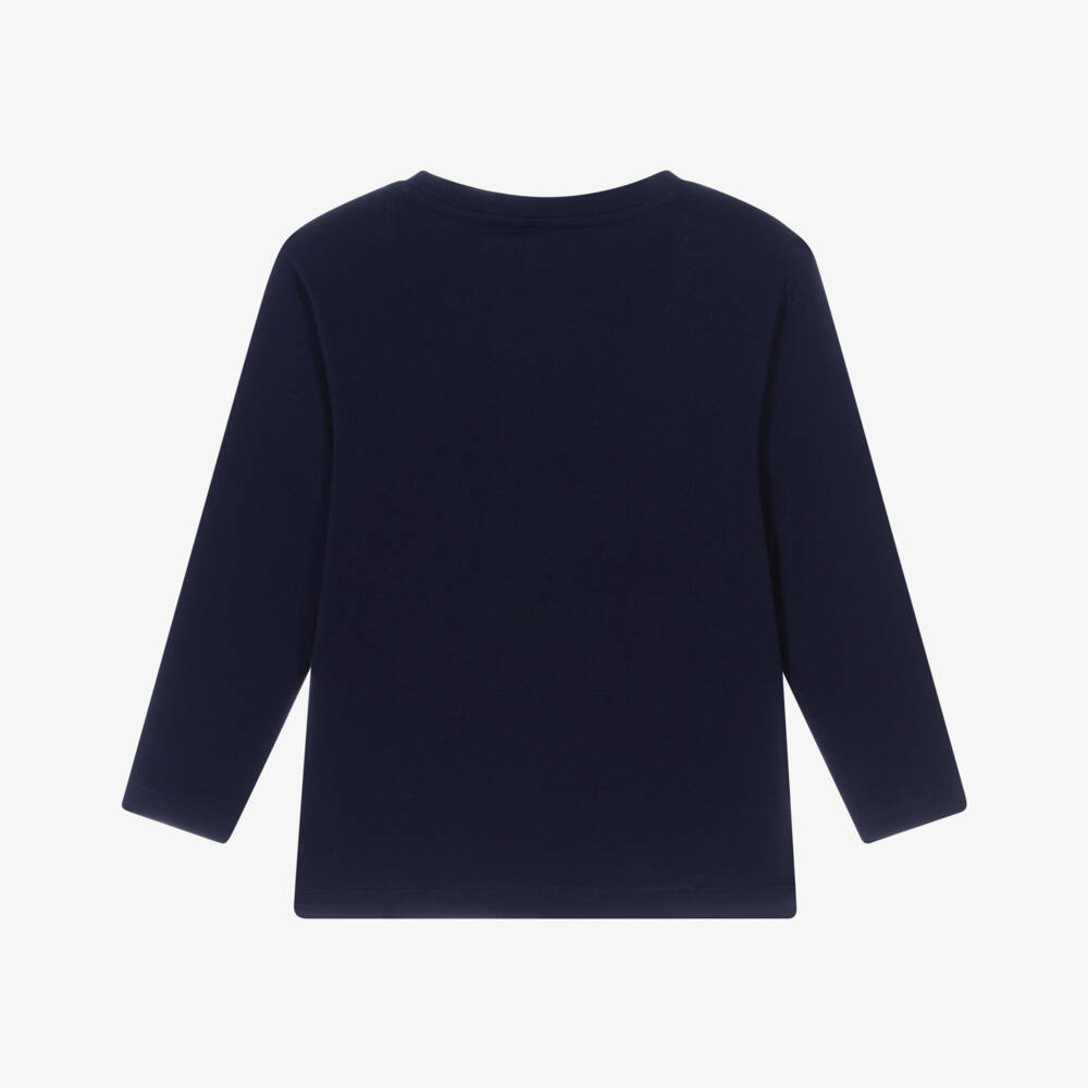 NAME IT-Boys Navy Blue Cotton Festive Long Sleeved Top | Childrensalon Outlet
