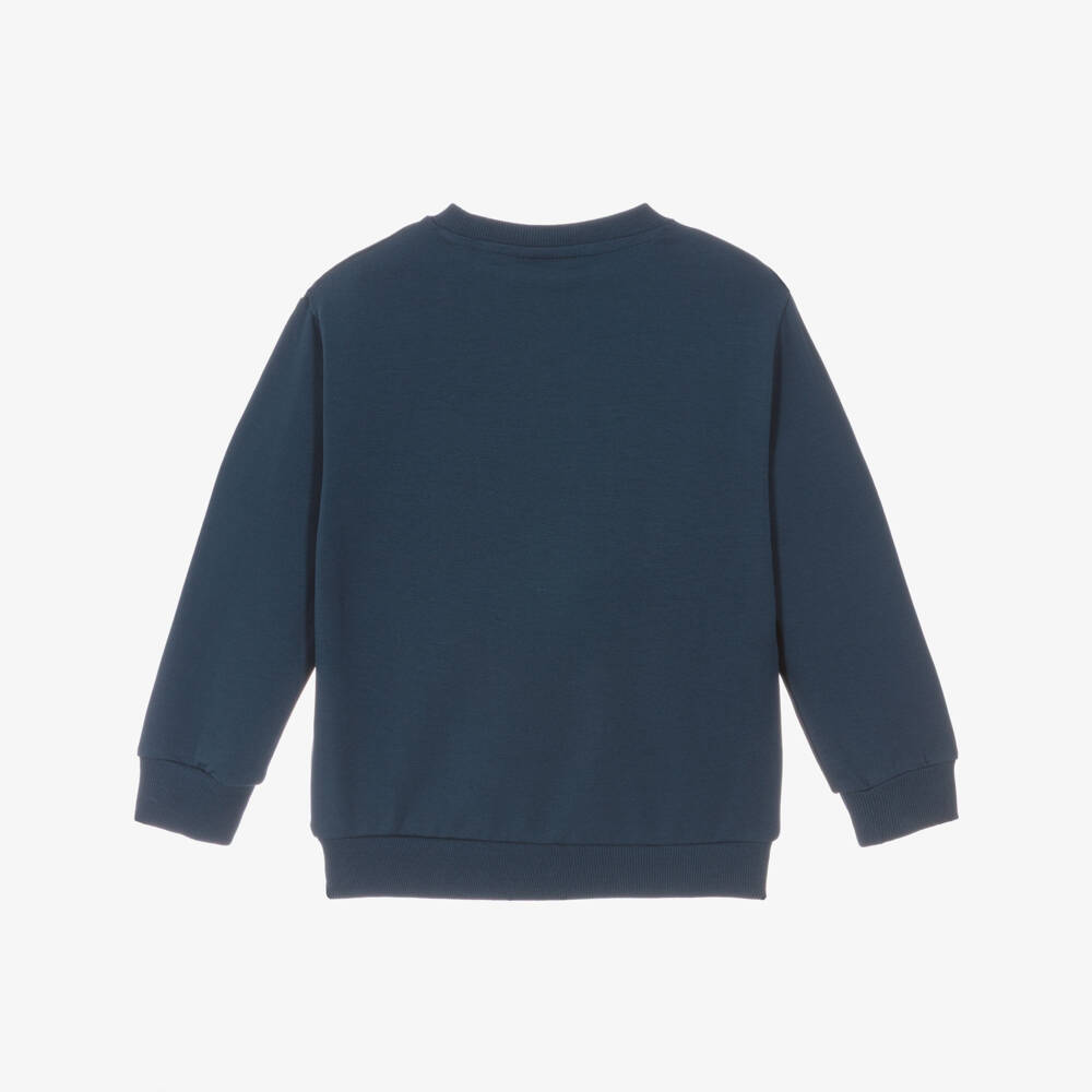 NAME IT-Boys Navy Blue Cotton Sweatshirt with Teddy Patch | Childrensalon Outlet