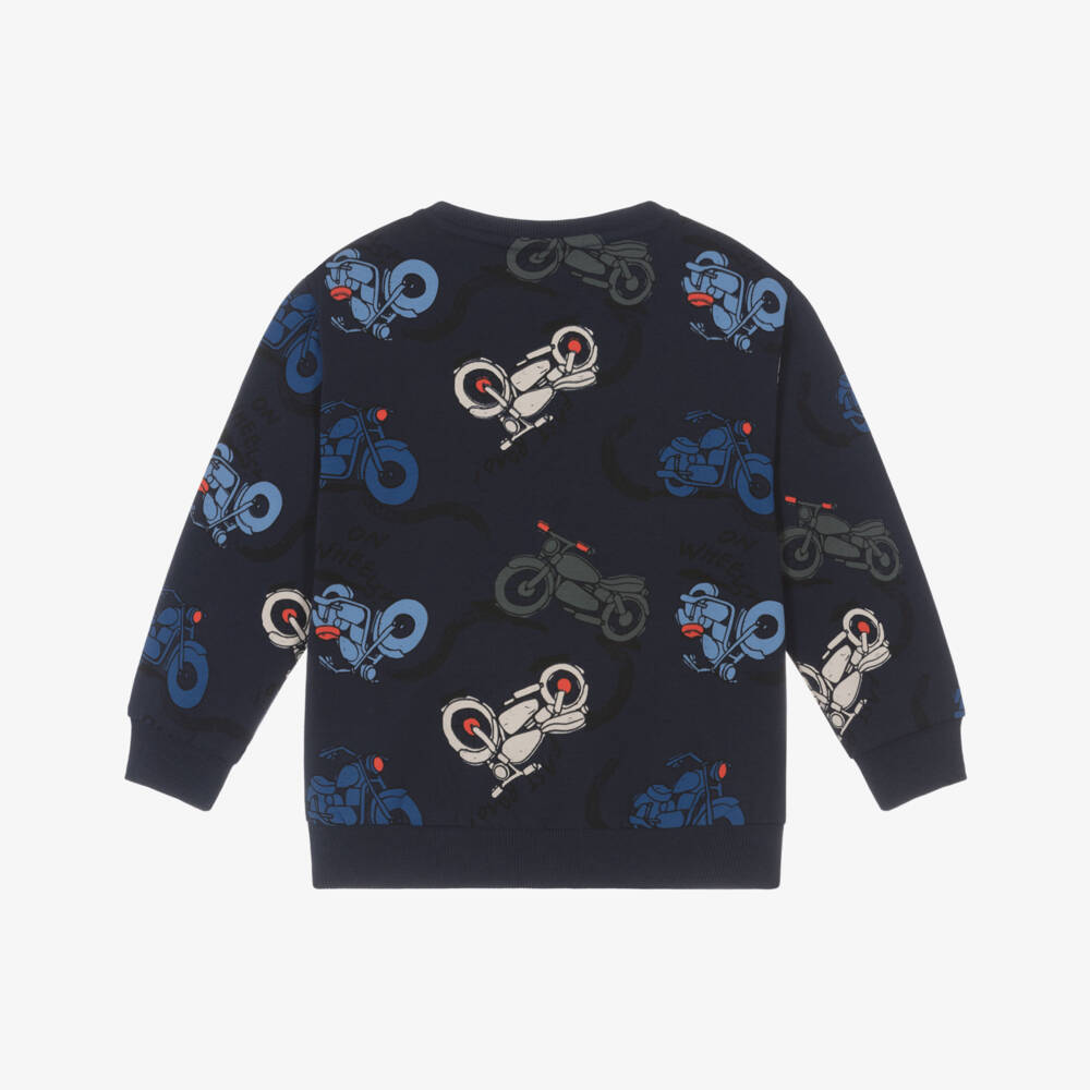 NAME IT-Boys Navy Blue Motorbike Print Sweatshirt | Childrensalon Outlet