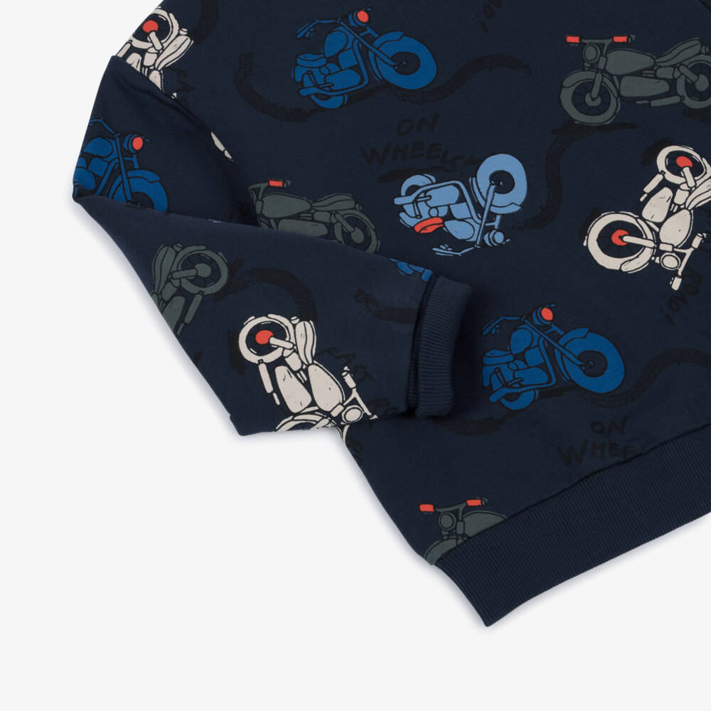 NAME IT-Boys Navy Blue Motorbike Print Sweatshirt | Childrensalon Outlet