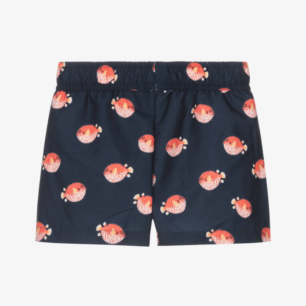 NAME IT-Boys Navy Blue Puffer Fish Print Swim Shorts | Childrensalon Outlet