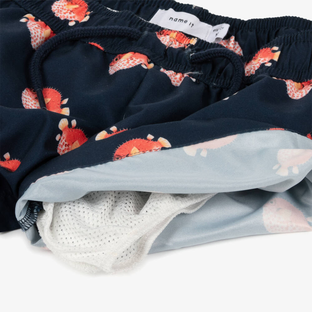 NAME IT-Boys Navy Blue Puffer Fish Print Swim Shorts | Childrensalon Outlet