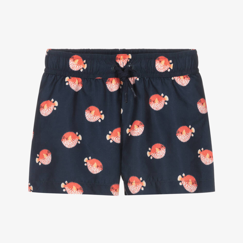 NAME IT-Boys Navy Blue Puffer Fish Print Swim Shorts | Childrensalon Outlet