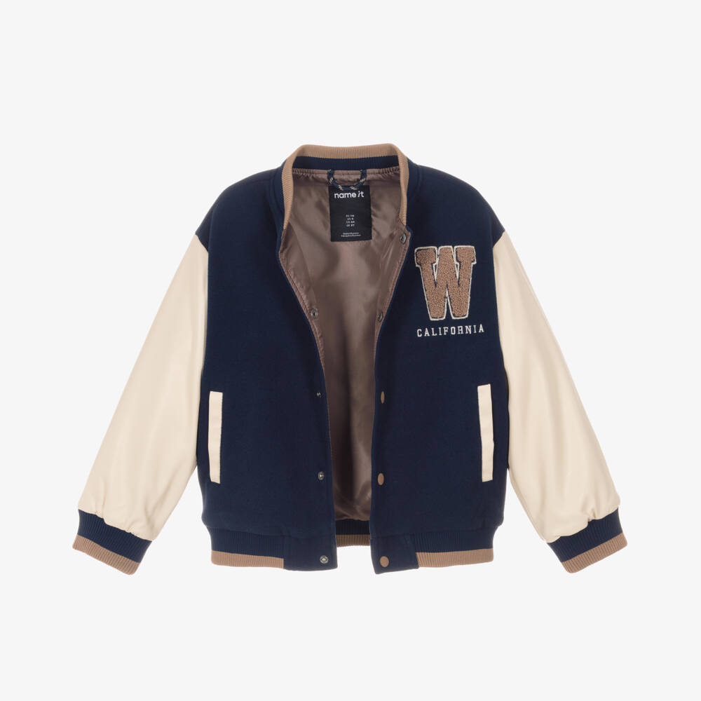 NAME IT-Boys Navy Blue West Coast Varsity Jacket | Childrensalon Outlet