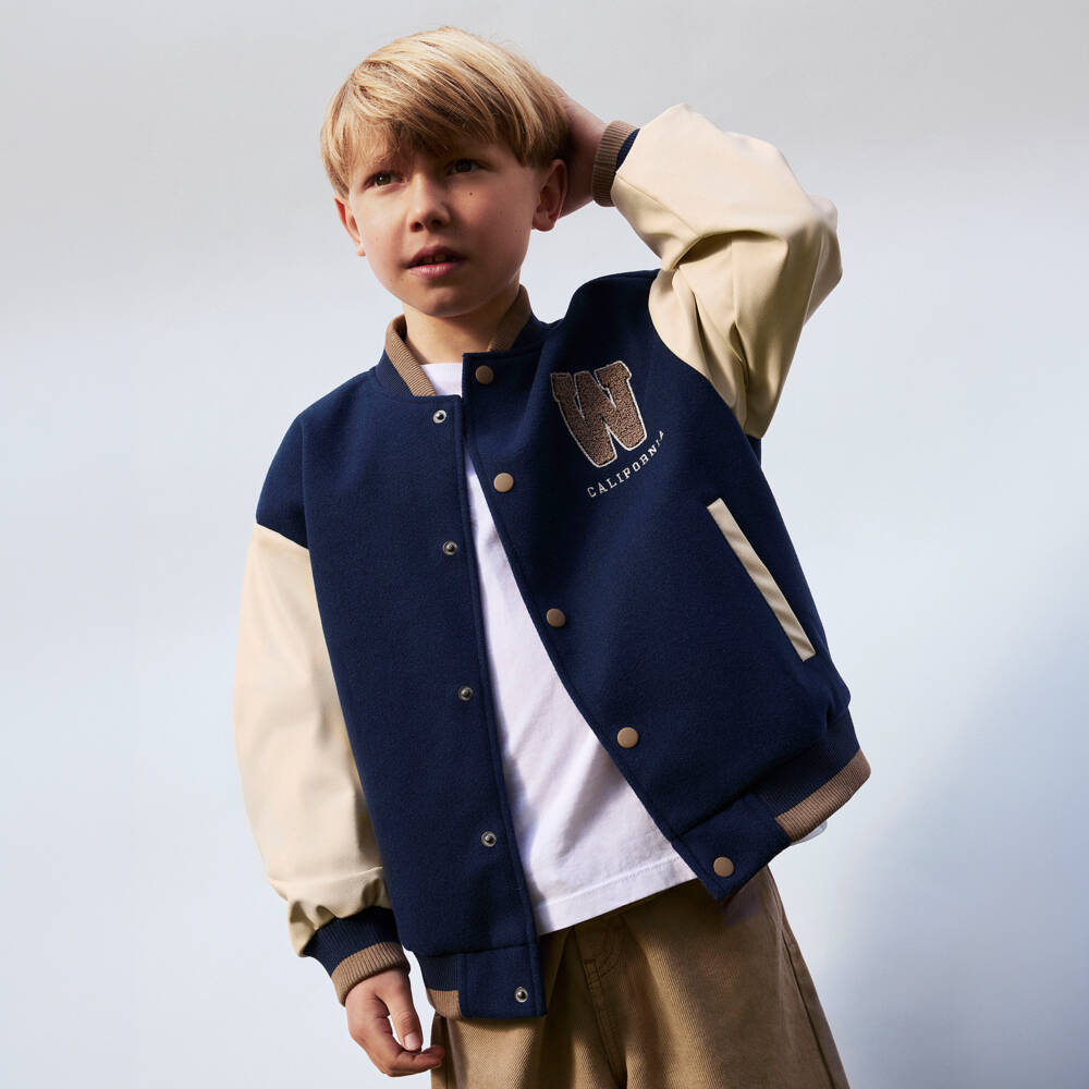 NAME IT-Boys Navy Blue West Coast Varsity Jacket | Childrensalon Outlet
