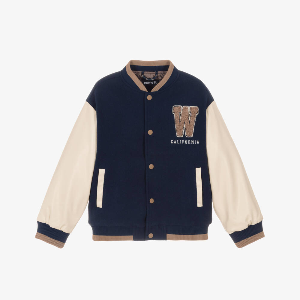 NAME IT-Boys Navy Blue West Coast Varsity Jacket | Childrensalon Outlet