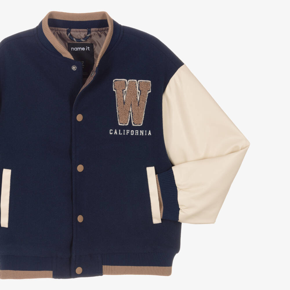 NAME IT-Boys Navy Blue West Coast Varsity Jacket | Childrensalon Outlet