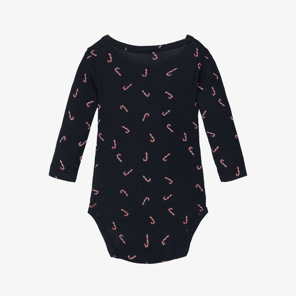 NAME IT-Boys Navy Candy Cane Bodysuit | Childrensalon Outlet