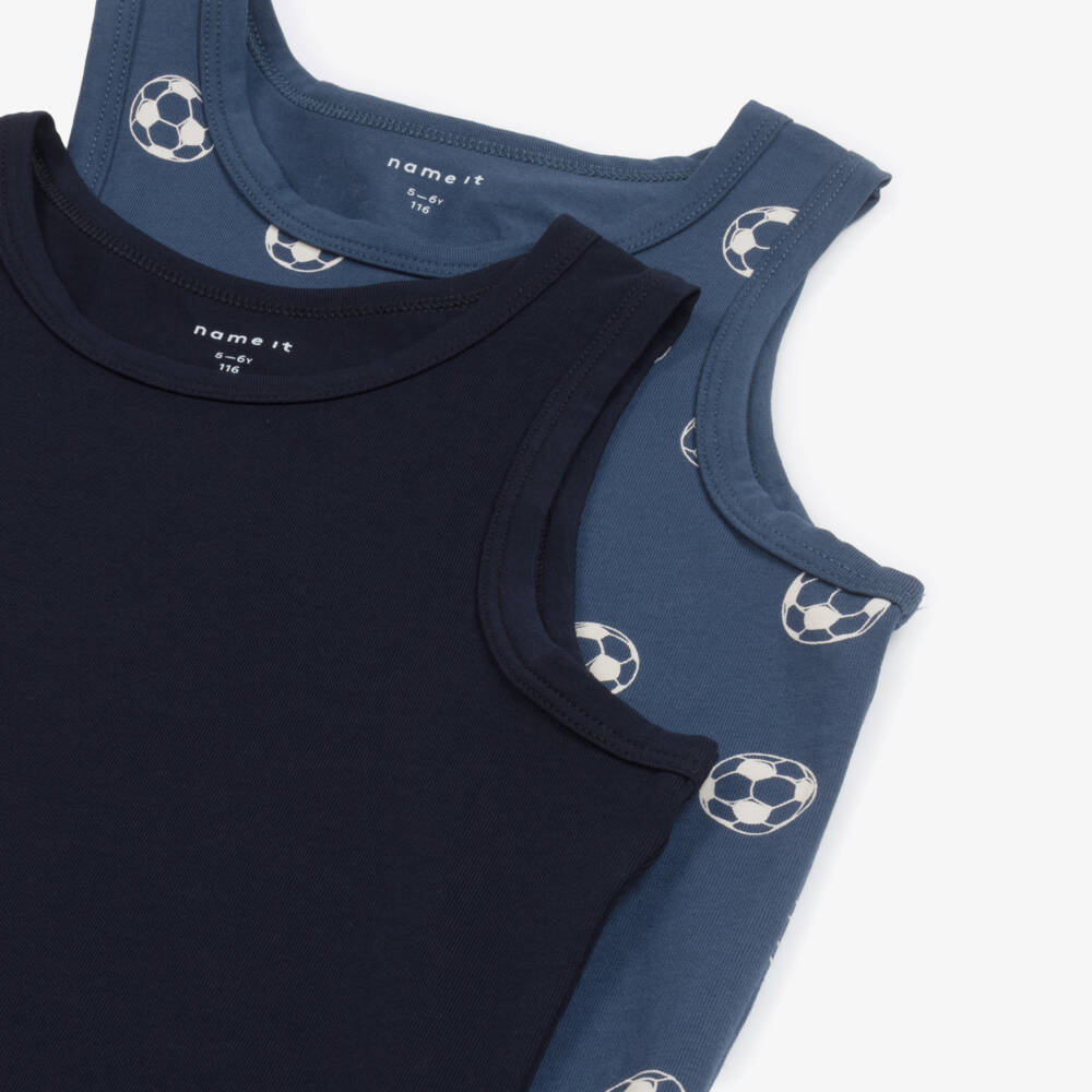 NAME IT-Boys Navy Cotton Football Tanks (Pair) | Childrensalon Outlet