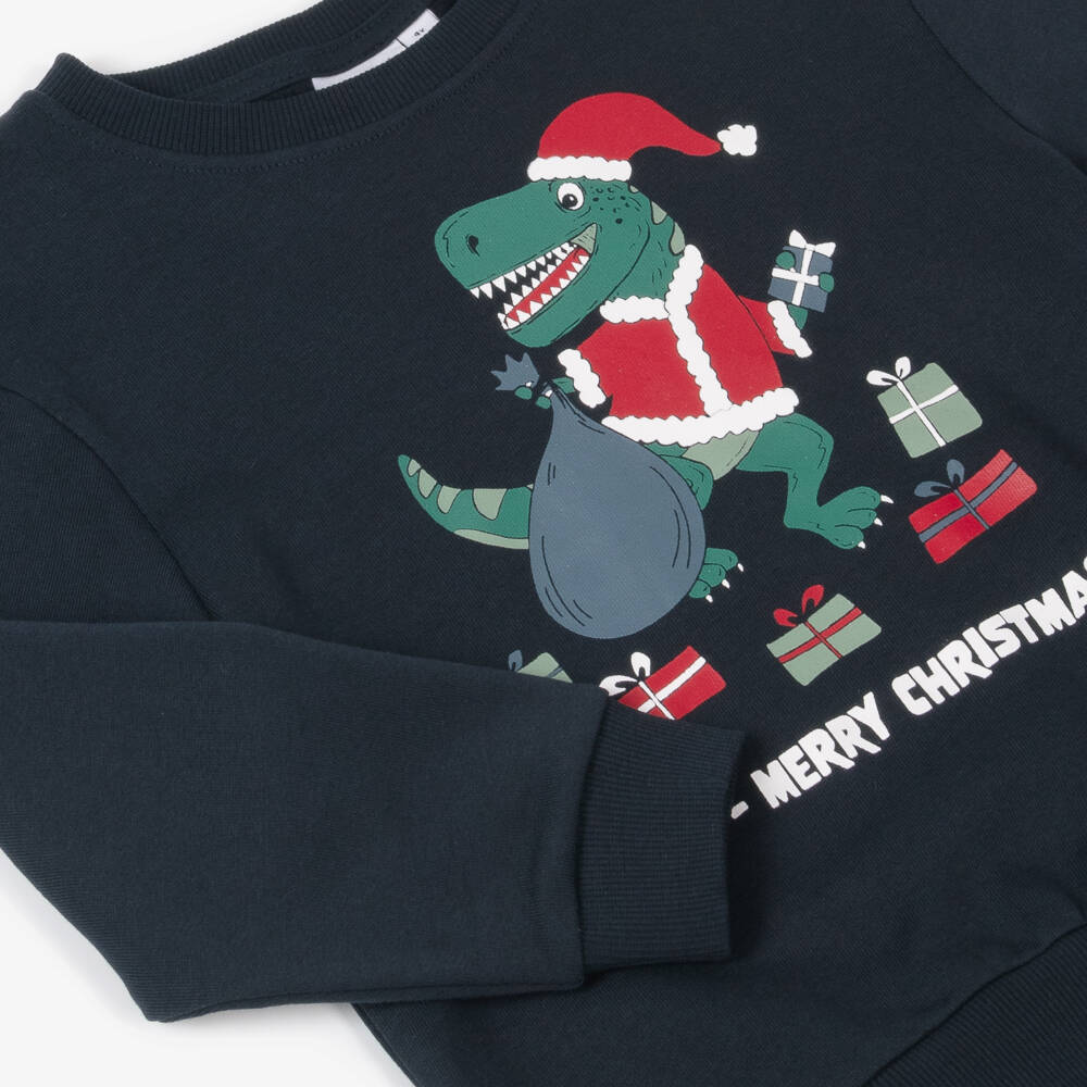 NAME IT-Boys Navy Dinosaur Holiday Jumper | Childrensalon Outlet