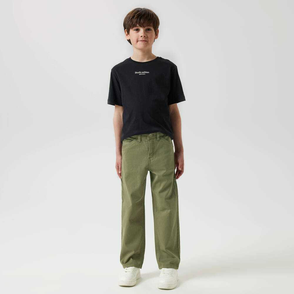 NAME IT-Boys Olive Green Cotton Twill Chino Trousers | Childrensalon Outlet