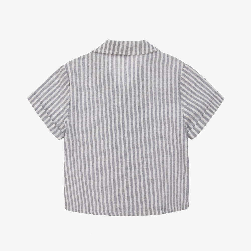 NAME IT-قميص قطني مخطط رمادي عضوي للأولاد | Childrensalon Outlet