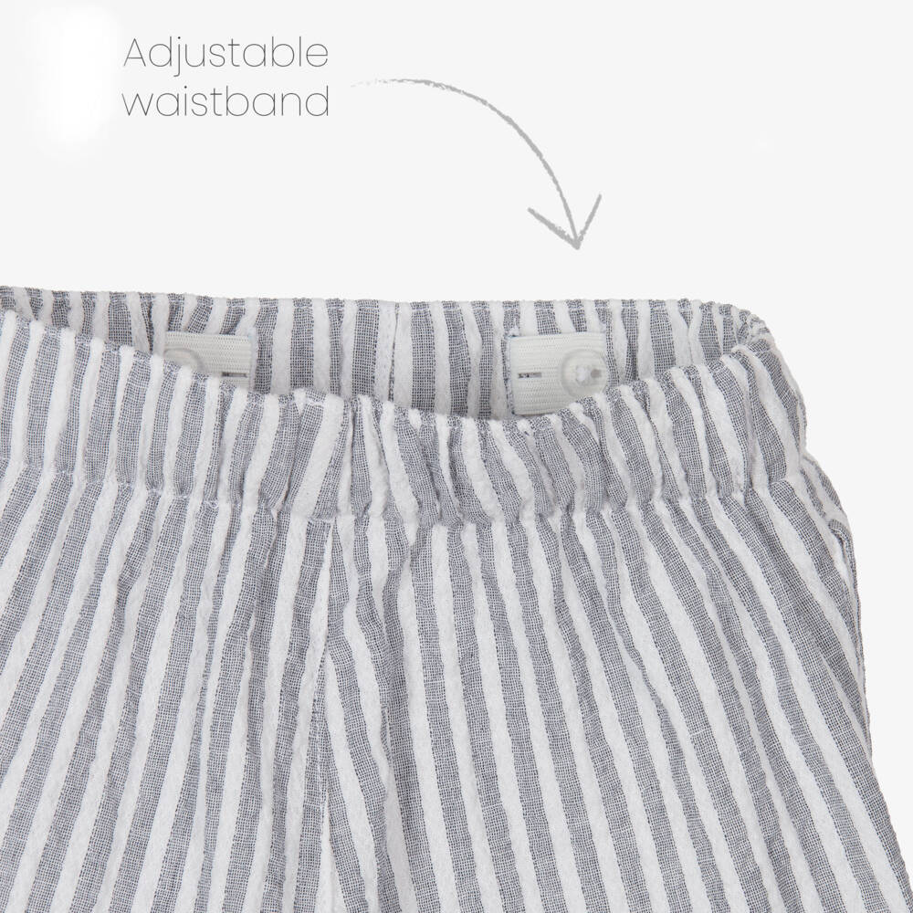 NAME IT-Boys Organic Grey Striped Shorts | Childrensalon Outlet