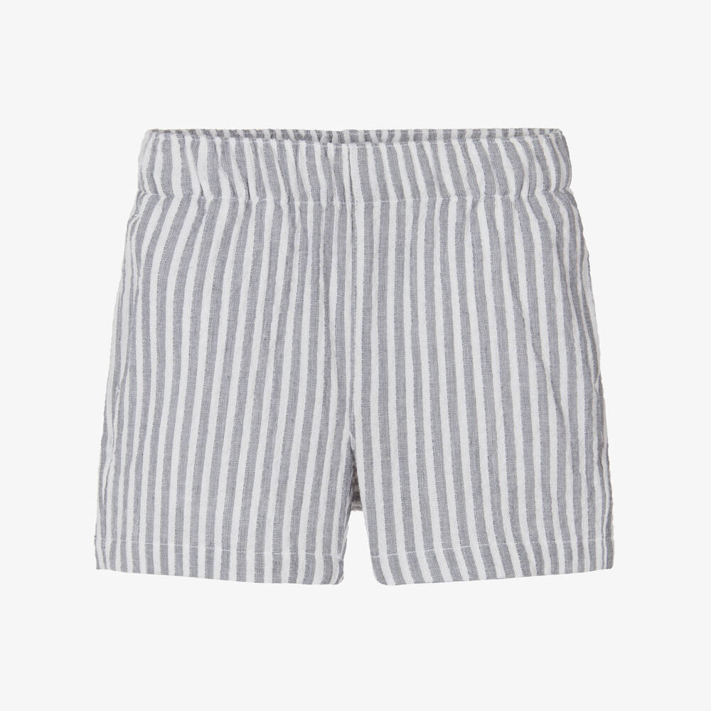 NAME IT-Boys Organic Grey Striped Shorts | Childrensalon Outlet