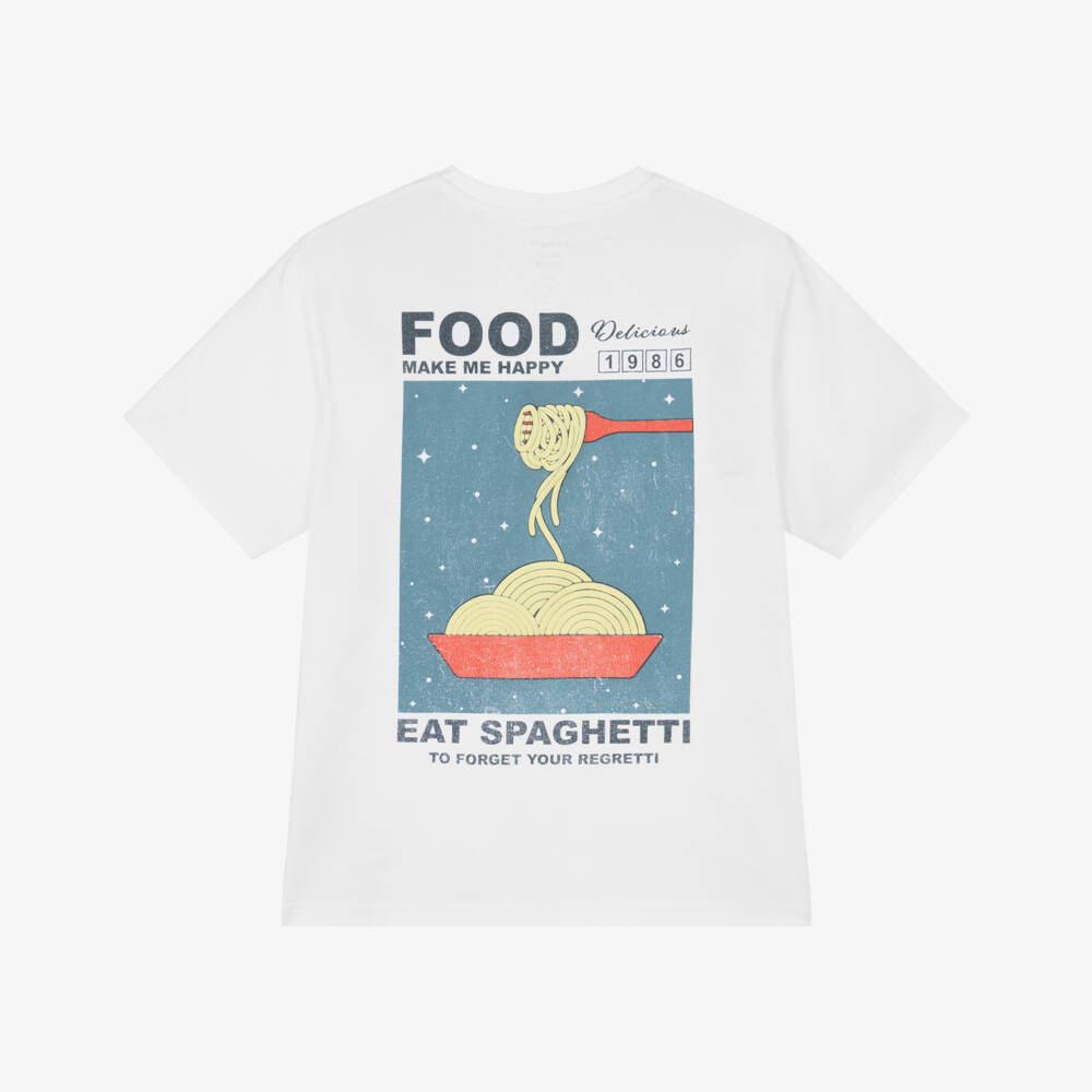 NAME IT-Boys Soft White Pasta Print Tee | Childrensalon Outlet