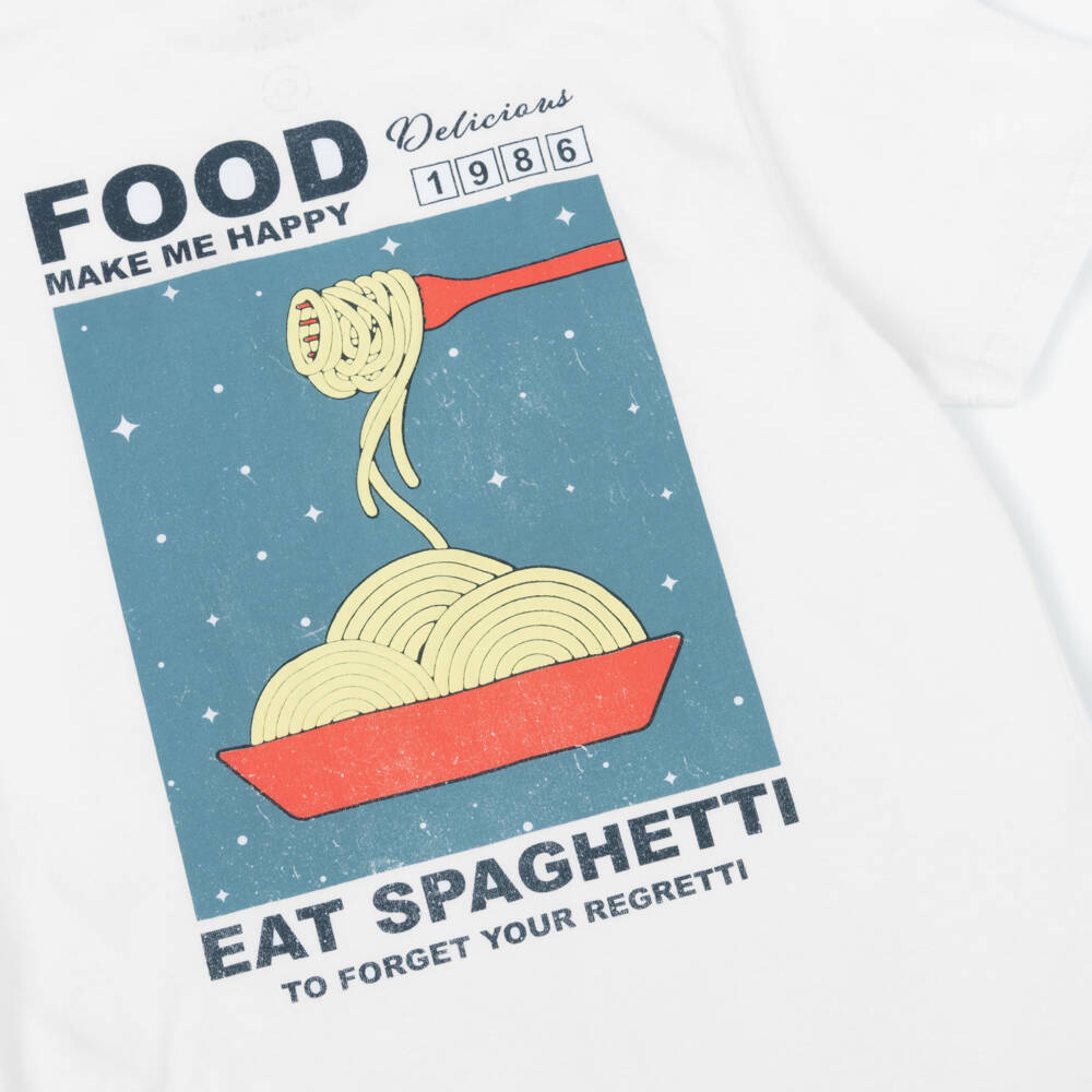 NAME IT-Boys Soft White Pasta Print Tee | Childrensalon Outlet
