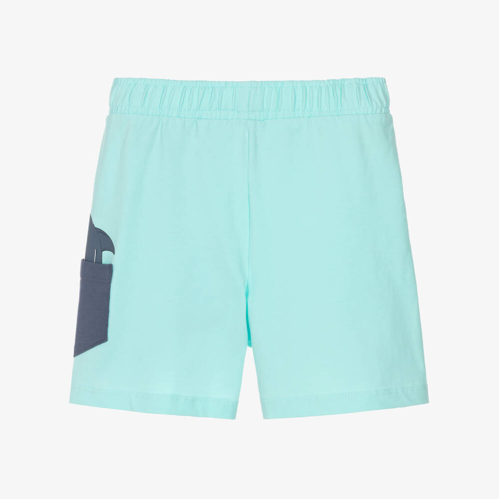 NAME IT-Boys Turquoise Blue Cotton Shark Pocket Shorts | Childrensalon Outlet
