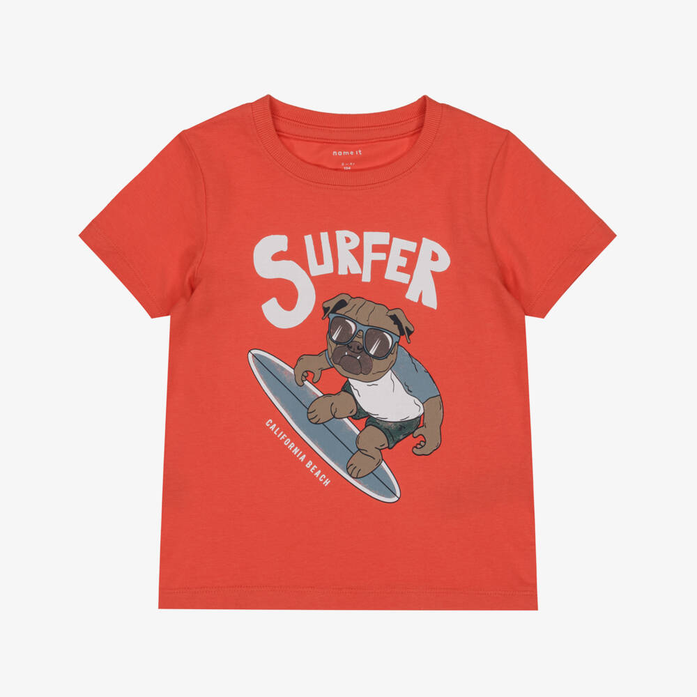 NAME IT-Boys Vibrant Red Surf Pup Tee | Childrensalon Outlet