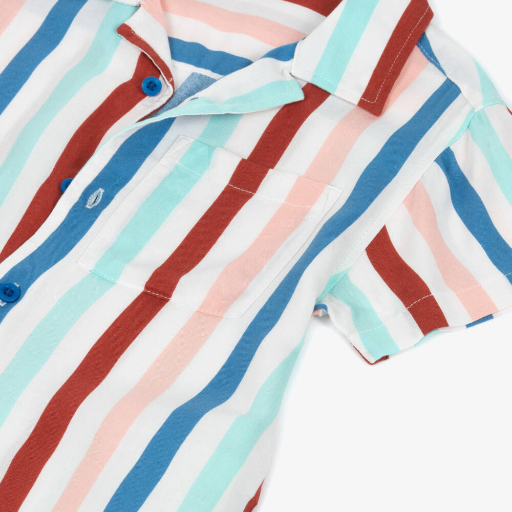 NAME IT-Boys Vibrant Stripe Summer Shirt | Childrensalon Outlet