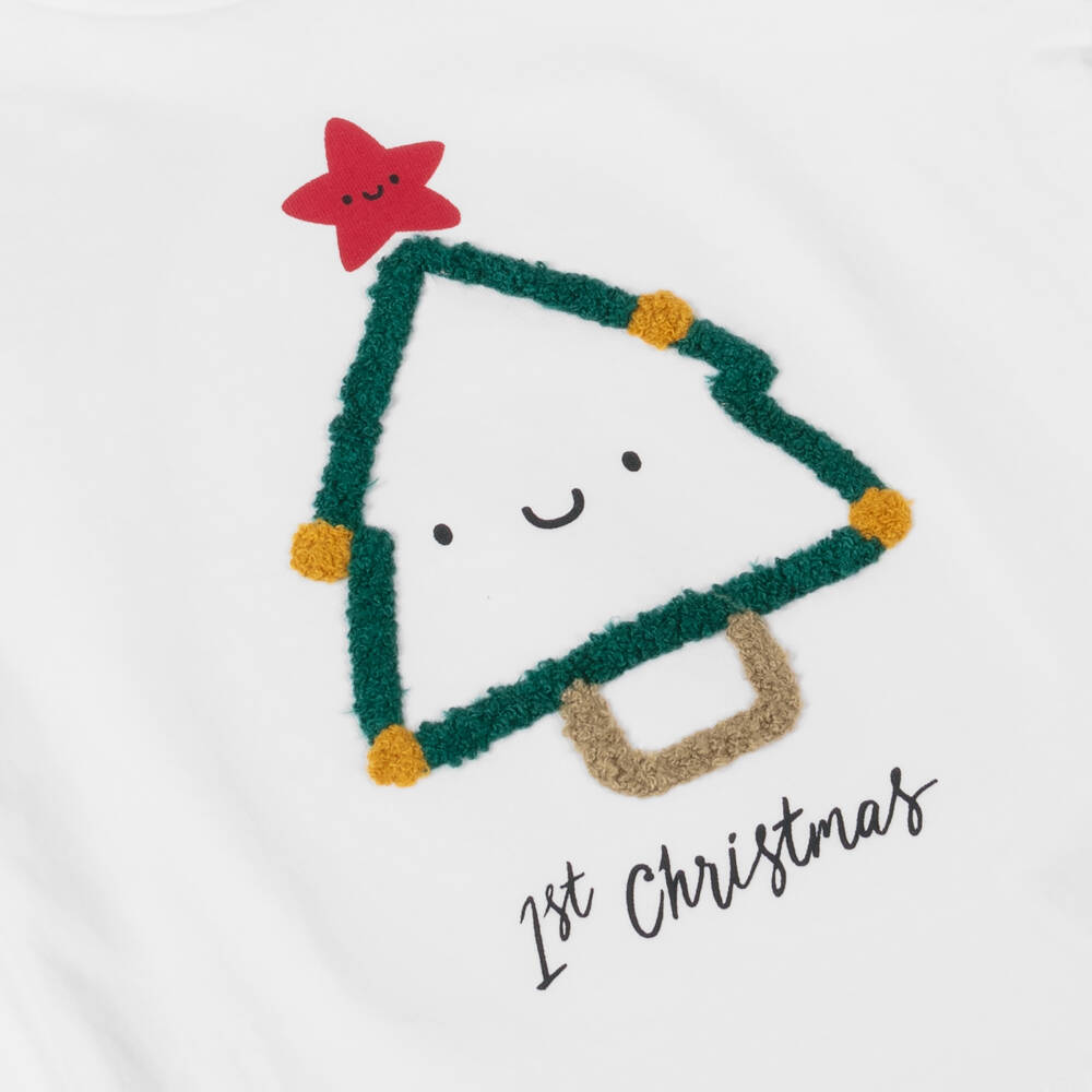 NAME IT-Boys White Festive Tree Top | Childrensalon Outlet