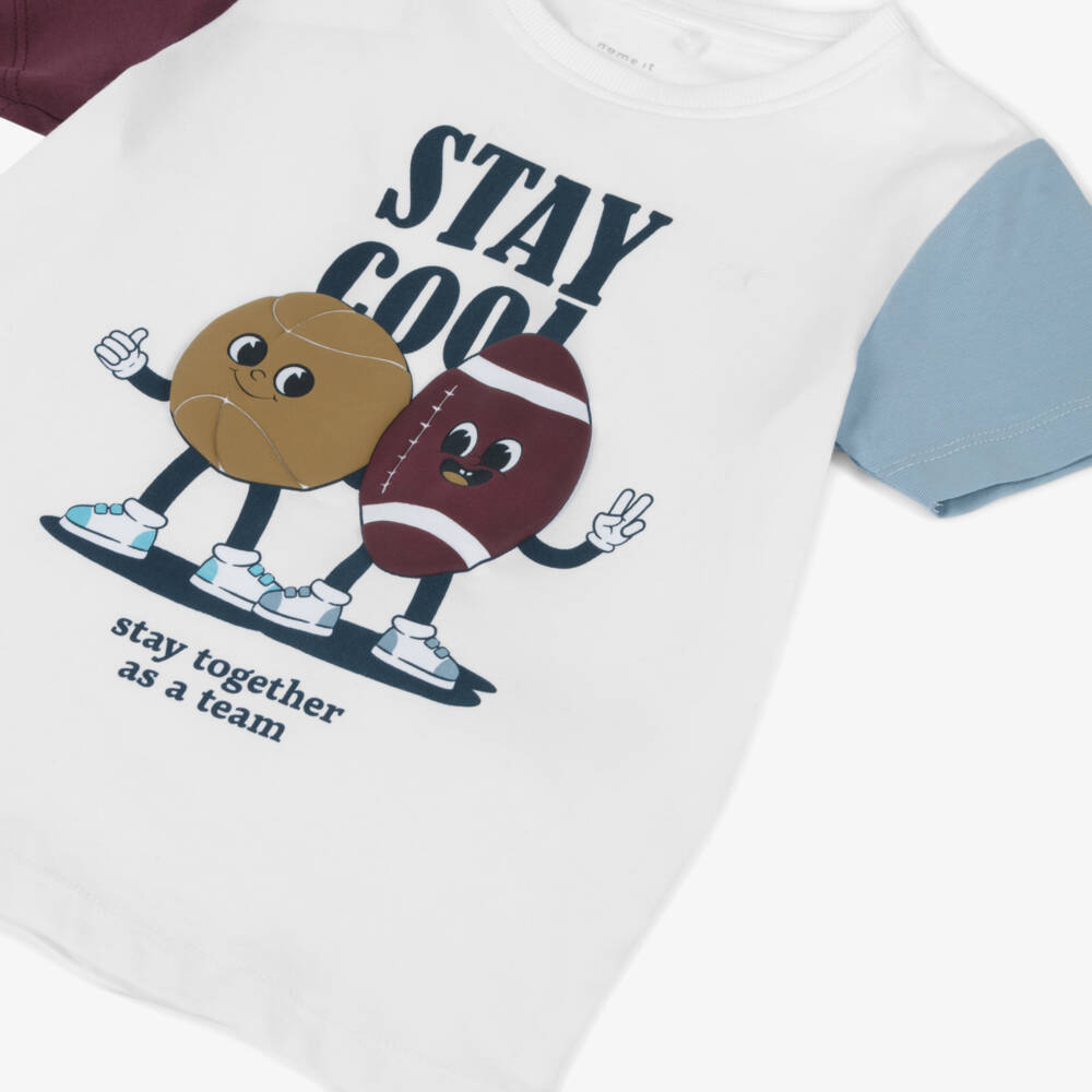 NAME IT-تي شيرت أبيض مرح برسومات للأولاد | Childrensalon Outlet