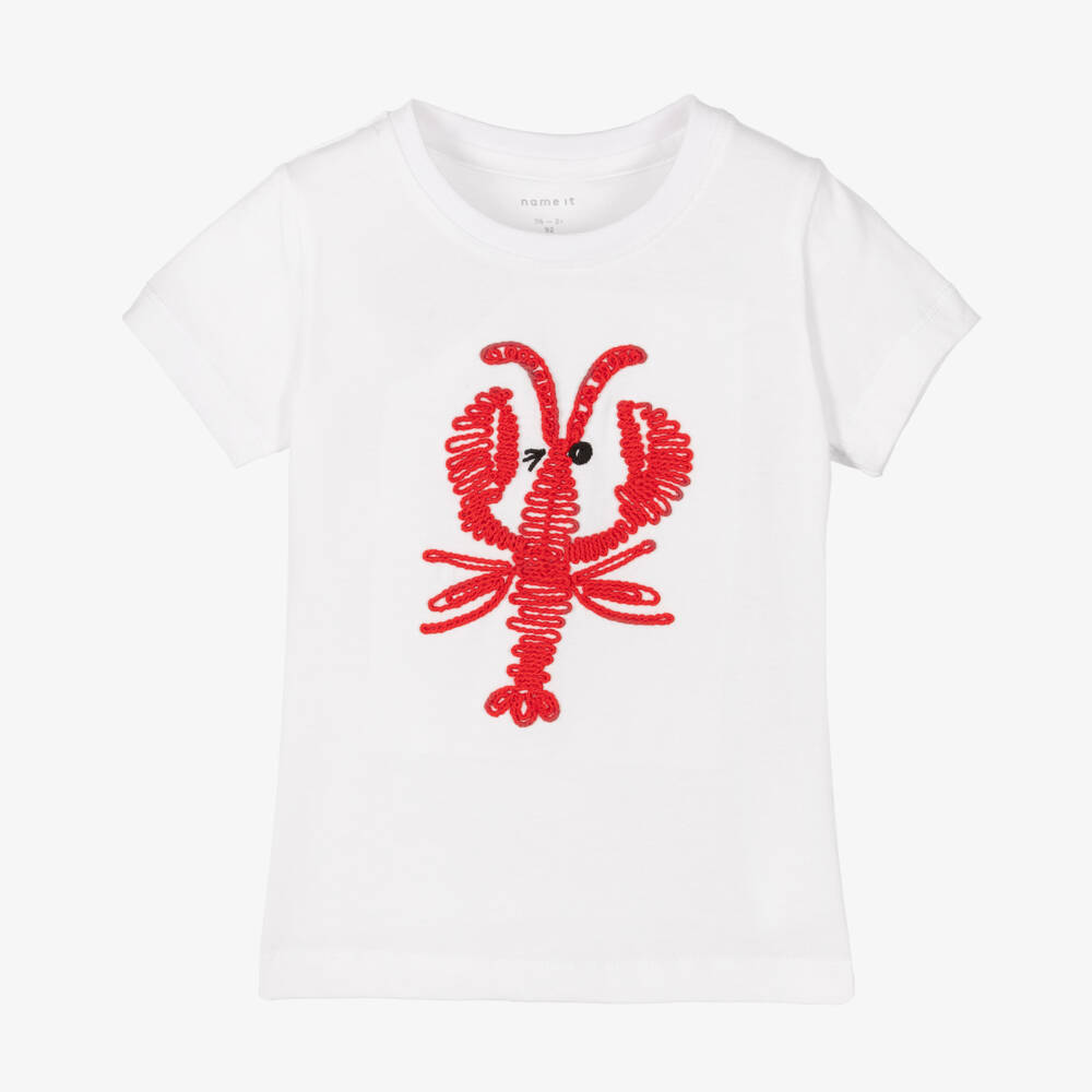 NAME IT-Boys White Lobster Embroidered Tee | Childrensalon Outlet