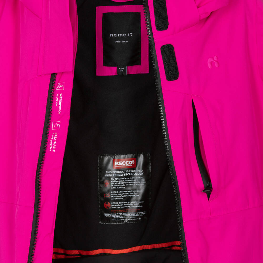 NAME IT-Bright Pink Technical Ski Jacket with Removable Hood | Childrensalon Outlet