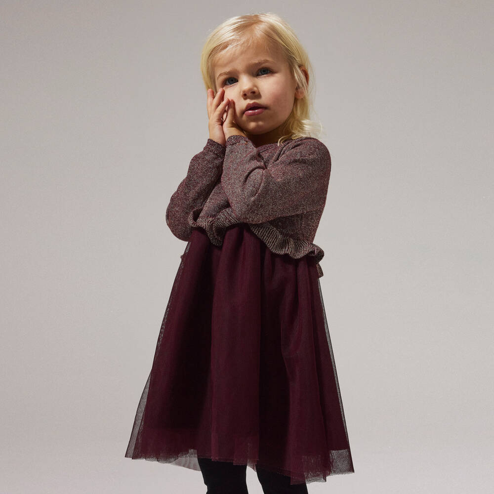 NAME IT-Burgundy Knit Ls Dress | Childrensalon Outlet