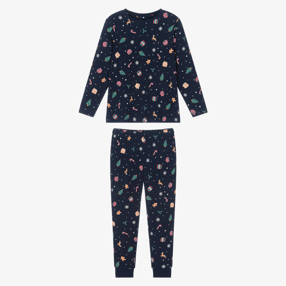 NAME IT-Festive Navy Blue Cotton Jersey Pyjamas | Childrensalon Outlet